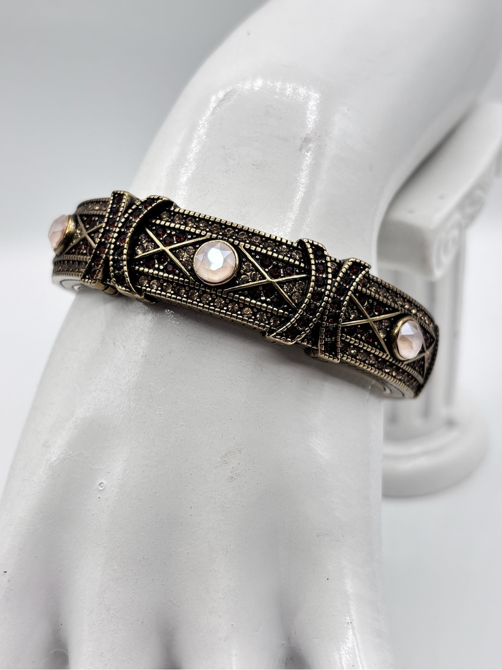Heidi Daus Conscious Coupling Cuff Single Hinge Bangle in Champagne